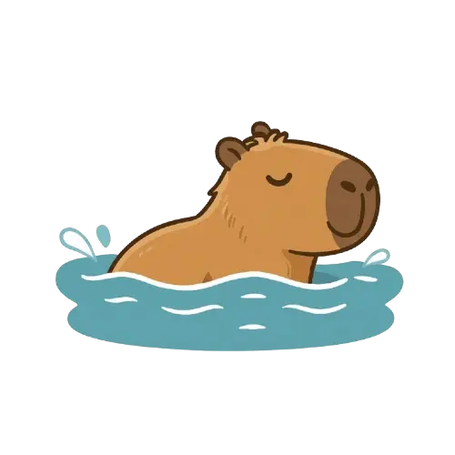 La mascotte capybara de Trilalo en natation